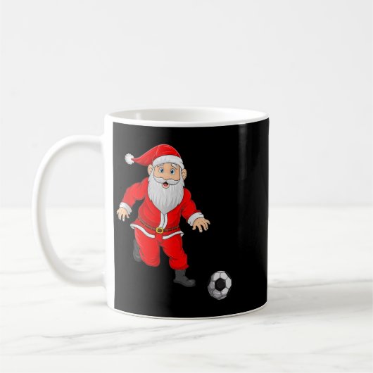 Christmas Santa Playing Soccer Football Xmas Srts  Koffiemok (Links)