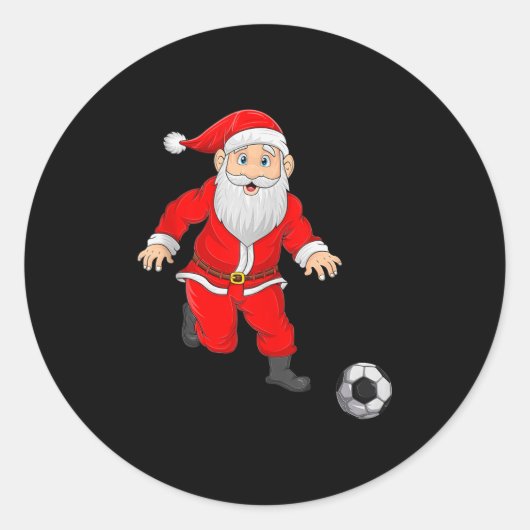 Christmas Santa Playing Soccer Football Xmas Srts  Ronde Sticker (Voorkant)