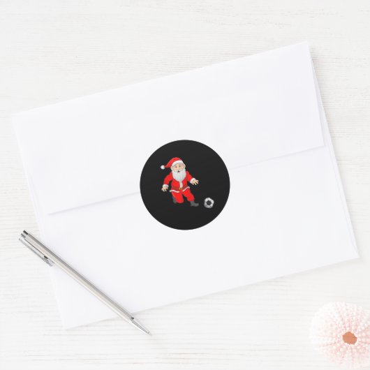 Christmas Santa Playing Soccer Football Xmas Srts  Ronde Sticker (Envelop)
