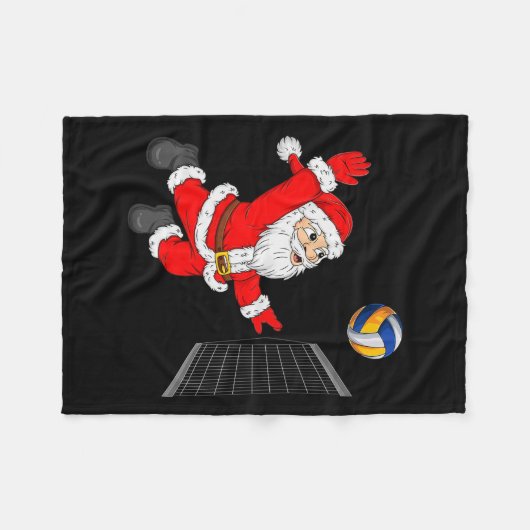 Christmas Santa Playing Volleyball Xmas Funny Srts Fleece Deken (Voorkant (Horizontaal))