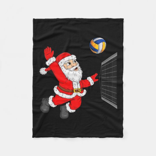 Christmas Santa Playing Volleyball Xmas Funny Srts Fleece Deken (Voorkant)