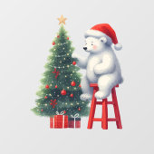 Christmas Santa Polar Bear Shop Decoration Raamsticker (Vel)