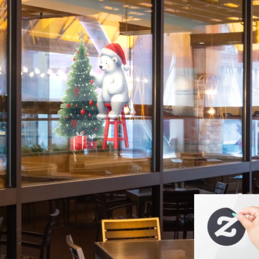 Christmas Santa Polar Bear Shop Decoration Raamsticker (Restaurant Raam)