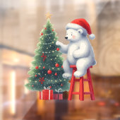 Christmas Santa Polar Bear Shop Decoration Raamsticker (Vel 2)