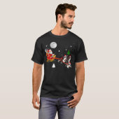 Christmas Santa Riding Border Collie Santa Hat Xma T-shirt (Voorkant volledig)