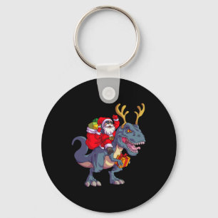 Christmas Santa Riding Dinosaur Deer Xmas Kids Boy Sleutelhanger