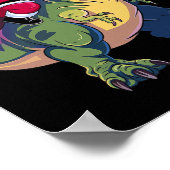 Christmas Santa Riding Dinosaur T-rex Boys Kinder Poster (Hoek)