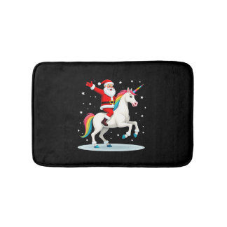 Christmas Santa Riding Unicorn Xmas Girls Women Ra Badmat