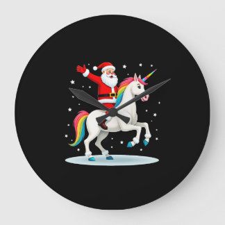 Christmas Santa Riding Unicorn Xmas Girls Women Ra Grote Klok