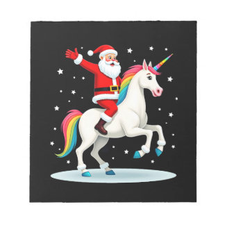 Christmas Santa Riding Unicorn Xmas Girls Women Ra Notitieblok