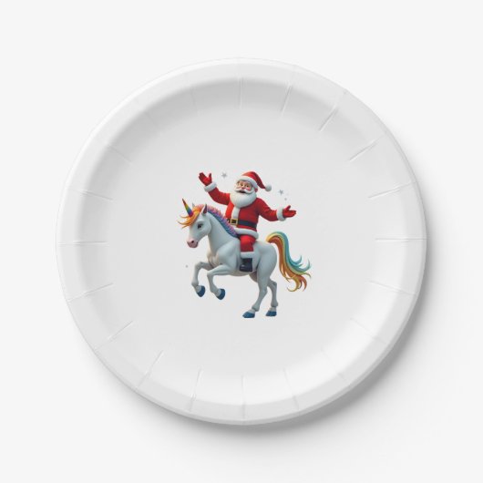 Christmas Santa Riding Unicorn Xmas Girls Women Ra Papieren Bordje (Voorkant)