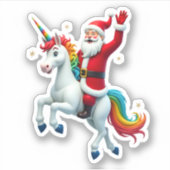 Christmas Santa Riding Unicorn Xmas Girls Women Ra Sticker (Voorkant)