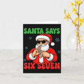Christmas Santa Says Six Seven Hands Sign Funny 6  Kaart (Gele Bloem)