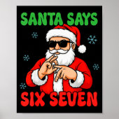 Christmas Santa Says Six Seven Hands Sign Funny 6 Poster (Voorkant)