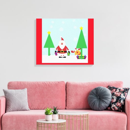 CHRISTMAS SANTA SCENE CANVAS AFDRUK (Insitu (Woonkamer))