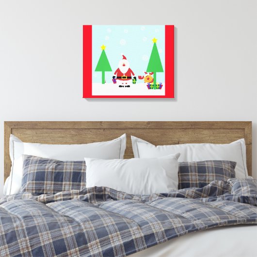 CHRISTMAS SANTA SCENE CANVAS AFDRUK (Insitu (Slaapkamer))