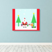 CHRISTMAS SANTA SCENE CANVAS AFDRUK (Insitu (Houten vloer))