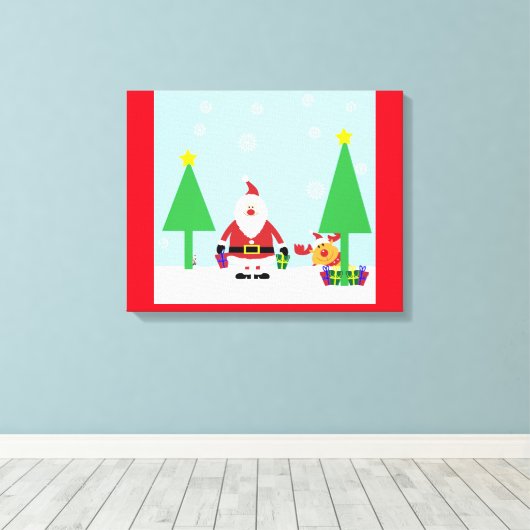 CHRISTMAS SANTA SCENE CANVAS AFDRUK (Insitu (Houten vloer))