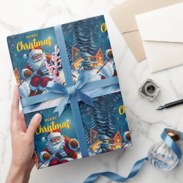 Christmas Santa Ski Cadeaupapier