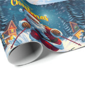 Christmas Santa Ski Cadeaupapier (Rol Hoek)