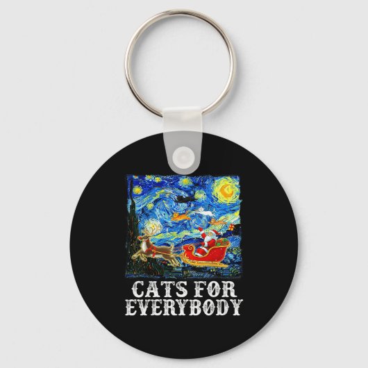 Christmas Santa Sleigh Cats For Everybody Starry N Sleutelhanger (Voorkant)