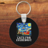 Christmas Santa Sleigh Cats For Everybody Starry N Sleutelhanger (Voorkant)