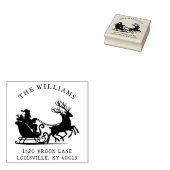 Christmas Santa Sleigh Family Name Return Address  Rubberstempel (Gestempeld)