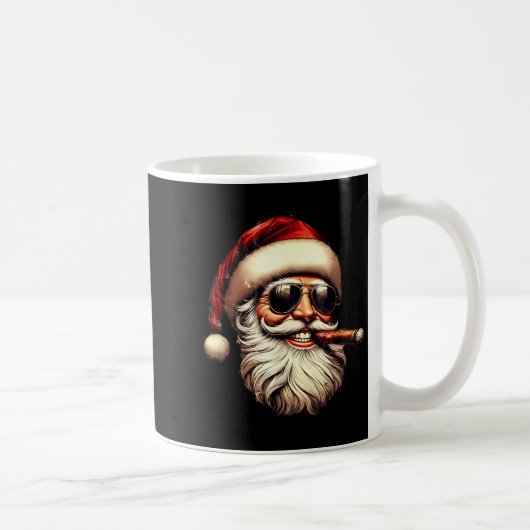 Christmas Santa Smoking Cigar With Sungl Cigar Smo Koffiemok (Rechts)
