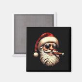 Christmas Santa Smoking Cigar With Sungl Cigar Smo Magneet (Voorkant / Achterkant)