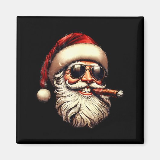 Christmas Santa Smoking Cigar With Sungl Cigar Smo Magneet (Voorkant)