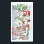 Christmas Santa Snowman Rudolph Servet<br><div class="desc">Papieren handdoek met afbeeldingen van Kerstman,  Sneeuwman,  Rendier Rudolph,  Pinguïn en Kerstman in het winterse besneeuwde bos</div>