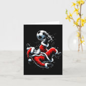 Christmas Santa Soccer Player Bicycle Kick Xmas Ba Kaart (Gele Bloem)