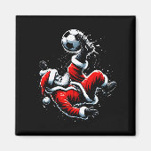 Christmas Santa Soccer Player Bicycle Kick Xmas Ba Magneet (Voorkant)
