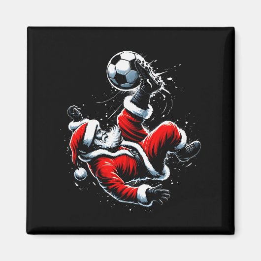 Christmas Santa Soccer Player Bicycle Kick Xmas Ba Magneet (Voorkant)