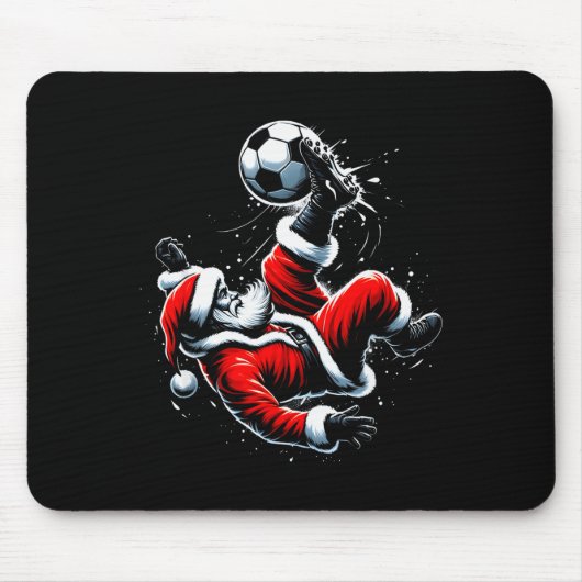 Christmas Santa Soccer Player Bicycle Kick Xmas Ba Muismat (Voorkant)