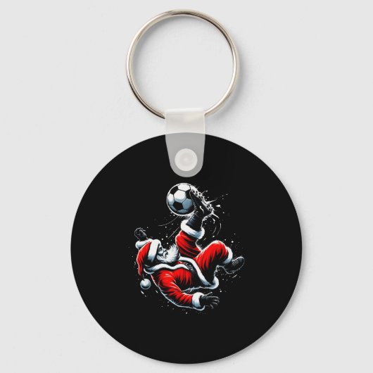 Christmas Santa Soccer Player Bicycle Kick Xmas Ba Sleutelhanger (Voorkant)