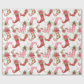 Christmas Santa sokken Normal Scale Cadeaupapier (Vlak)