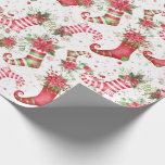 Christmas Santa sokken Normal Scale Cadeaupapier<br><div class="desc">Kerstbloemen en kerstbloemen om sokken te brengen in dit speciale seizoen. Kijk voor meer schaalopties in het collectie!</div>