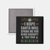 Christmas Santa Spank Naughty Ugly Christmas Sweat Magneet (Voorkant / Achterkant)