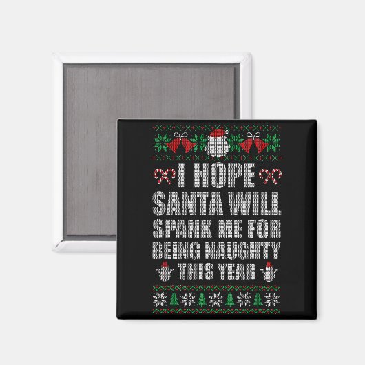 Christmas Santa Spank Naughty Ugly Christmas Sweat Magneet (Voorkant / Achterkant)