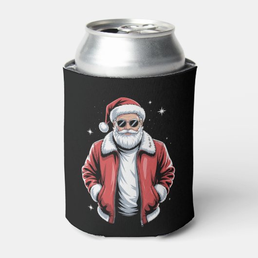 Christmas Santa Sunglasses Leather Jacket Bomber Blikjeskoeler (Blikje Voorkant)