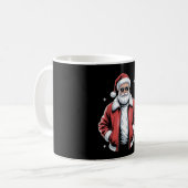 Christmas Santa Sunglasses Leather Jacket Bomber Koffiemok (Voorkant links)