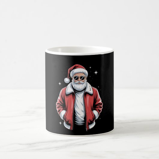 Christmas Santa Sunglasses Leather Jacket Bomber Koffiemok (Center)