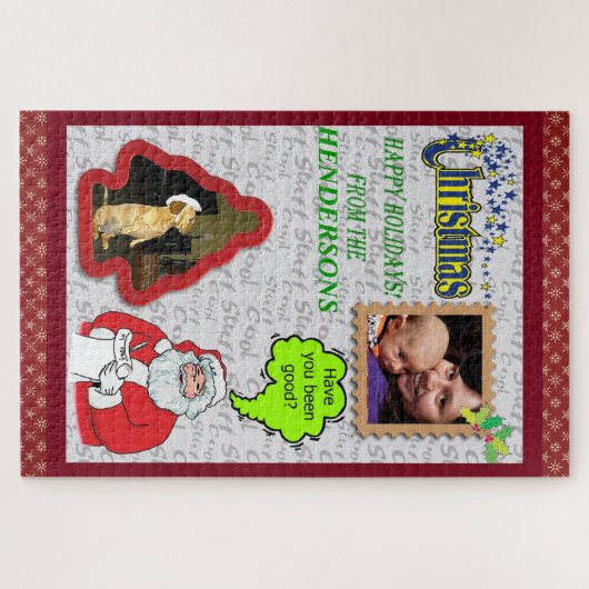Christmas Santa & Tree Add Photos Large Legpuzzel (Horizontaal)