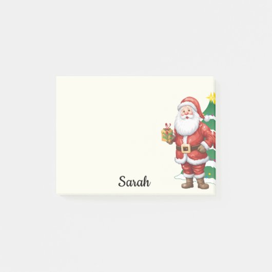 Christmas Santa Tree Naam toevoegen Schattige Seiz Post-it® Notes (Voorkant)