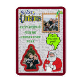 Christmas Santa & Tree Voeg twee foto's vakantie Magneet (Verticaal)