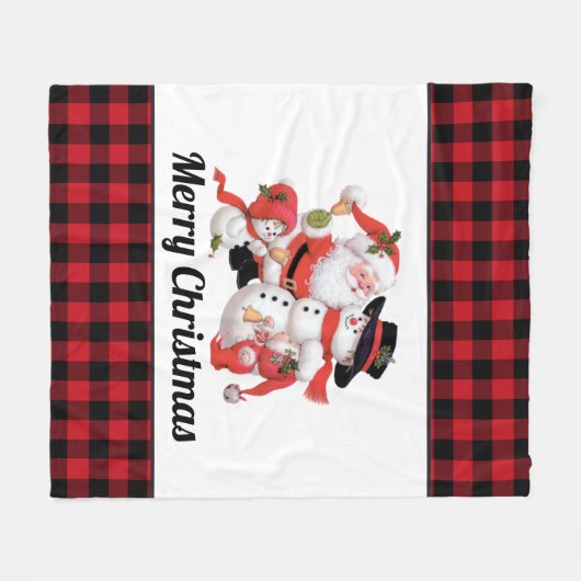 Christmas  Santa Voeg naam of bericht toe Fleece Deken (Voorkant (Horizontaal))