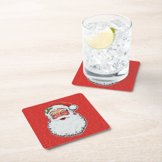 Christmas Santa Winks Classic Holiday Pattern 6 Kartonnen Onderzetters (Insitu)