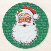 Christmas Santa Winks Cute Holiday Cute Pattern 6 Ronde Kartonnen Onderzetter (Voorkant)