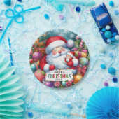 Christmas Santa With Baby Papieren Bordje (Feest)